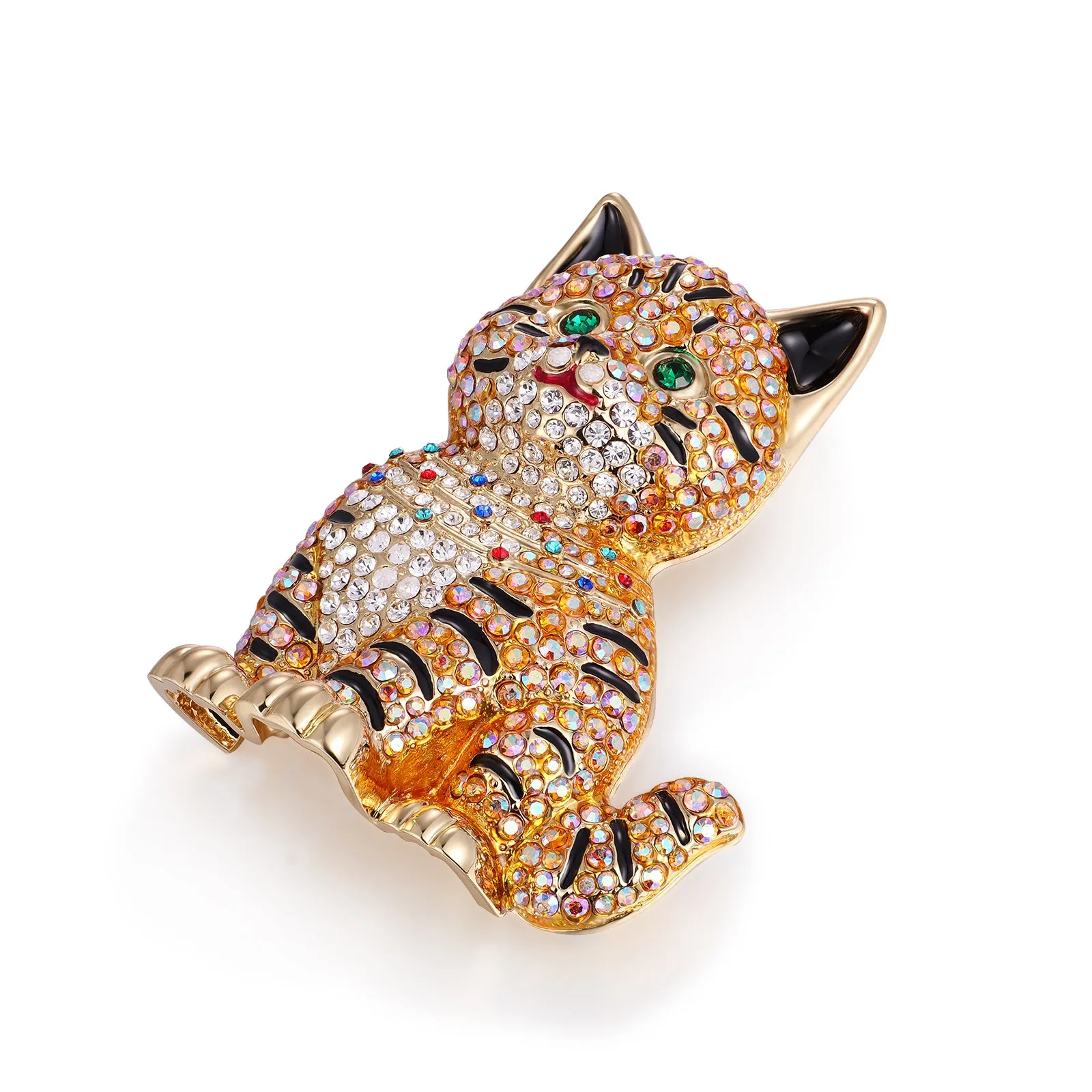 Cute Crystal Cat Brooch