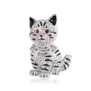 Cute Crystal Cat Brooch