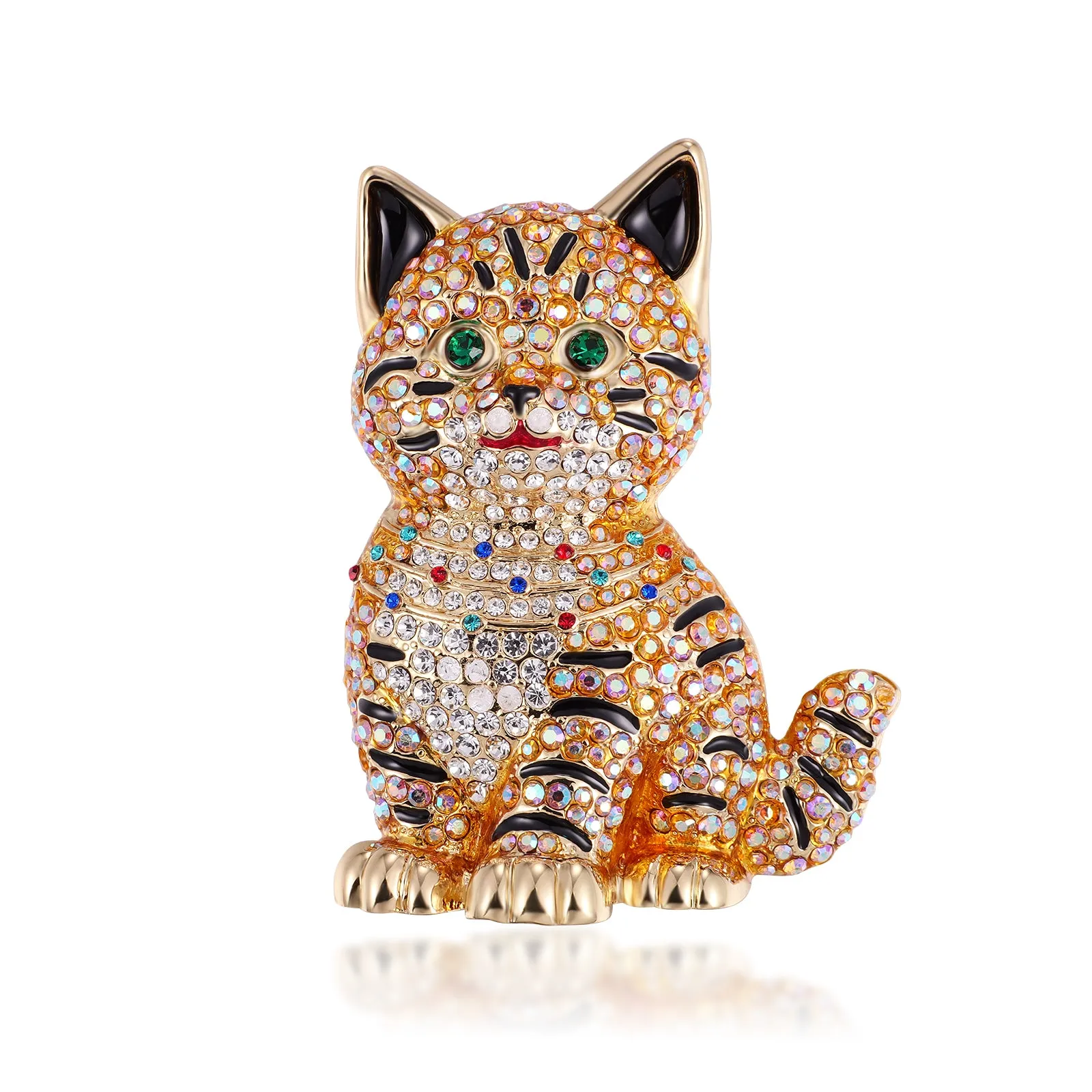 Cute Crystal Cat Brooch