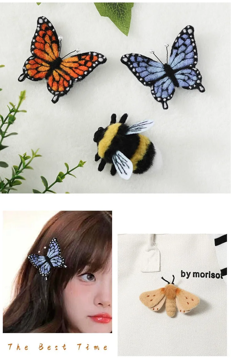 Cute Little Winged Critters Wool Felt Brooches DIY Craft Kits