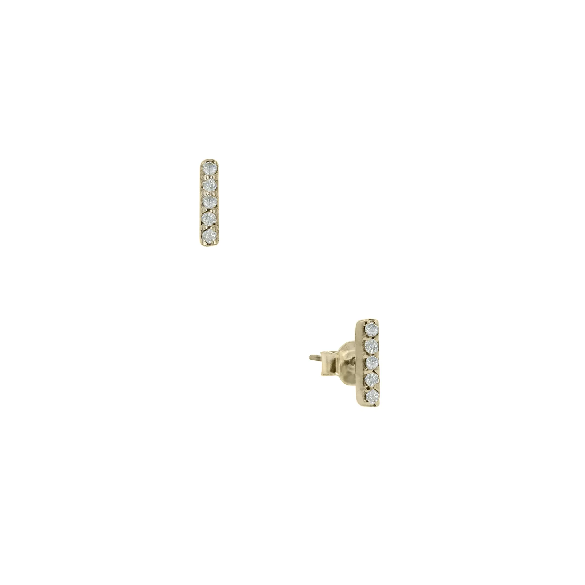 CZ Bar Studs in Gold Vermeil