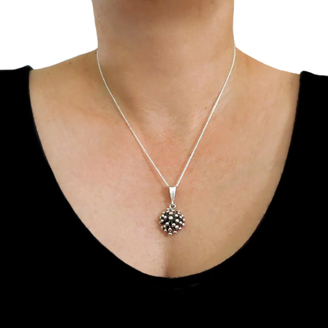 Dandelion Flower 925 Sterling Silver Pendant in a Gift Box