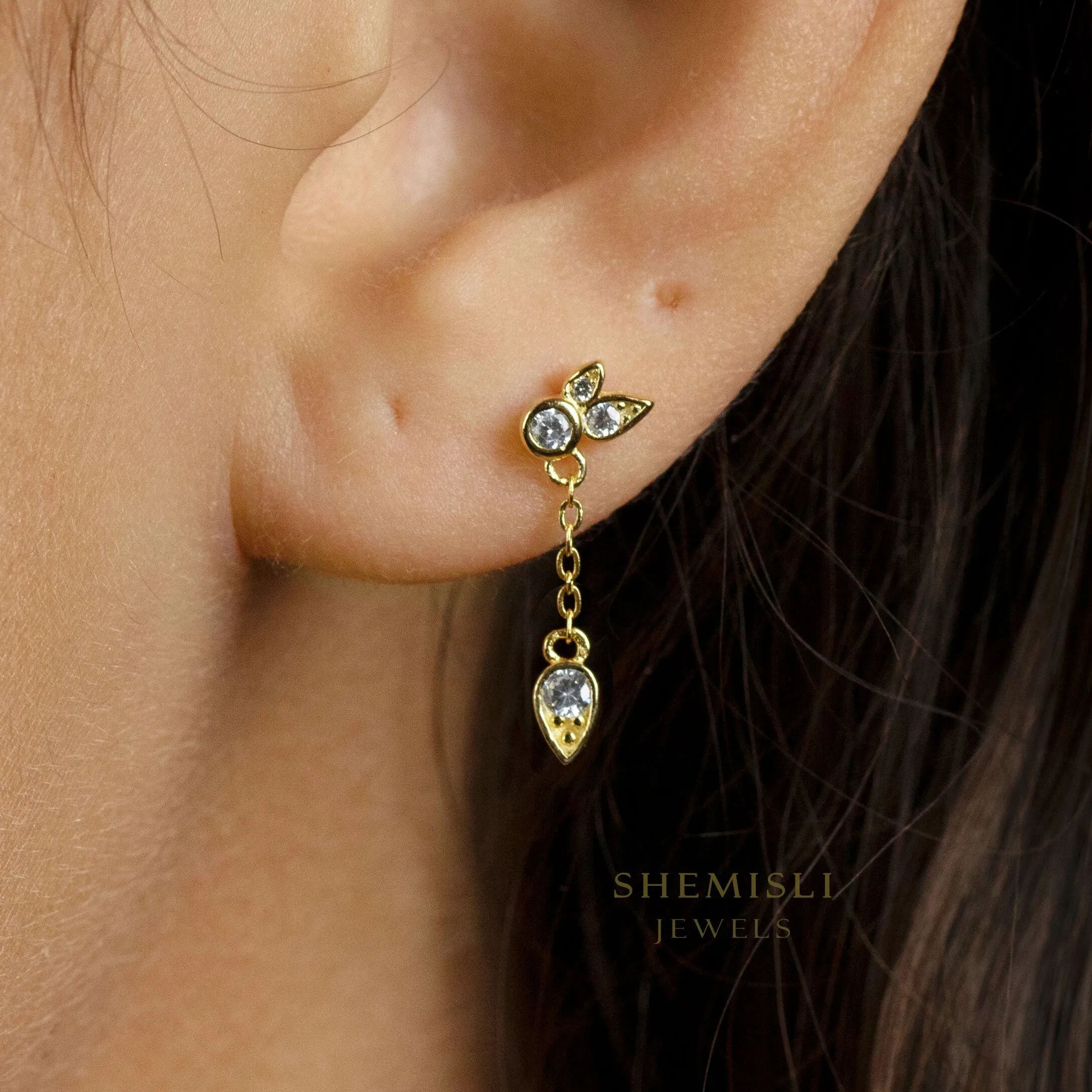 Dangle Stud Earrings, Gold, Silver SHEMISLI - SS138 LR