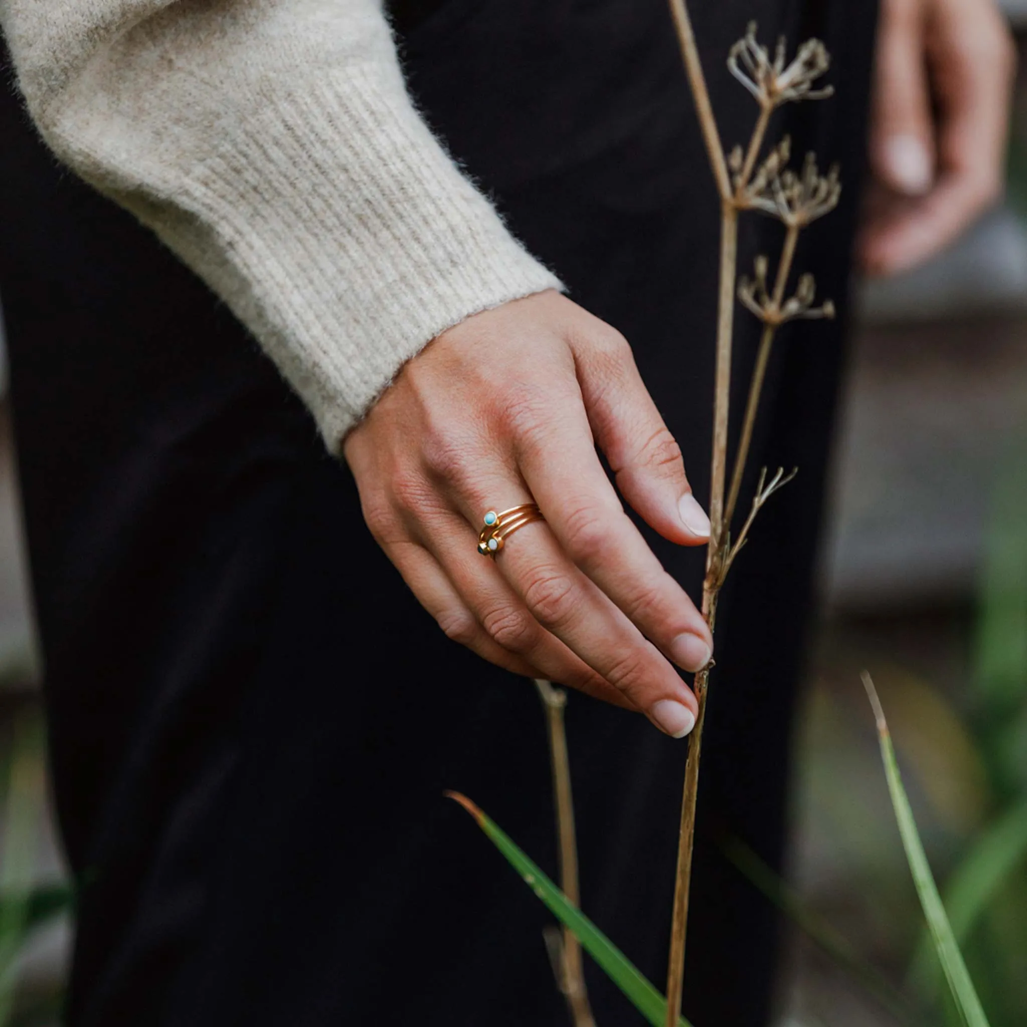 December Turquoise Mano Birthstone Ring