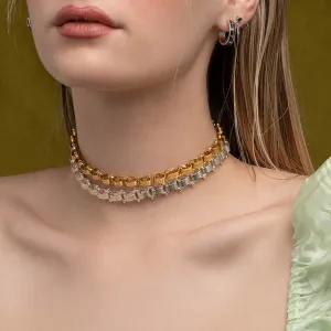 DELORA. Chunky Book Chain Choker - Silver