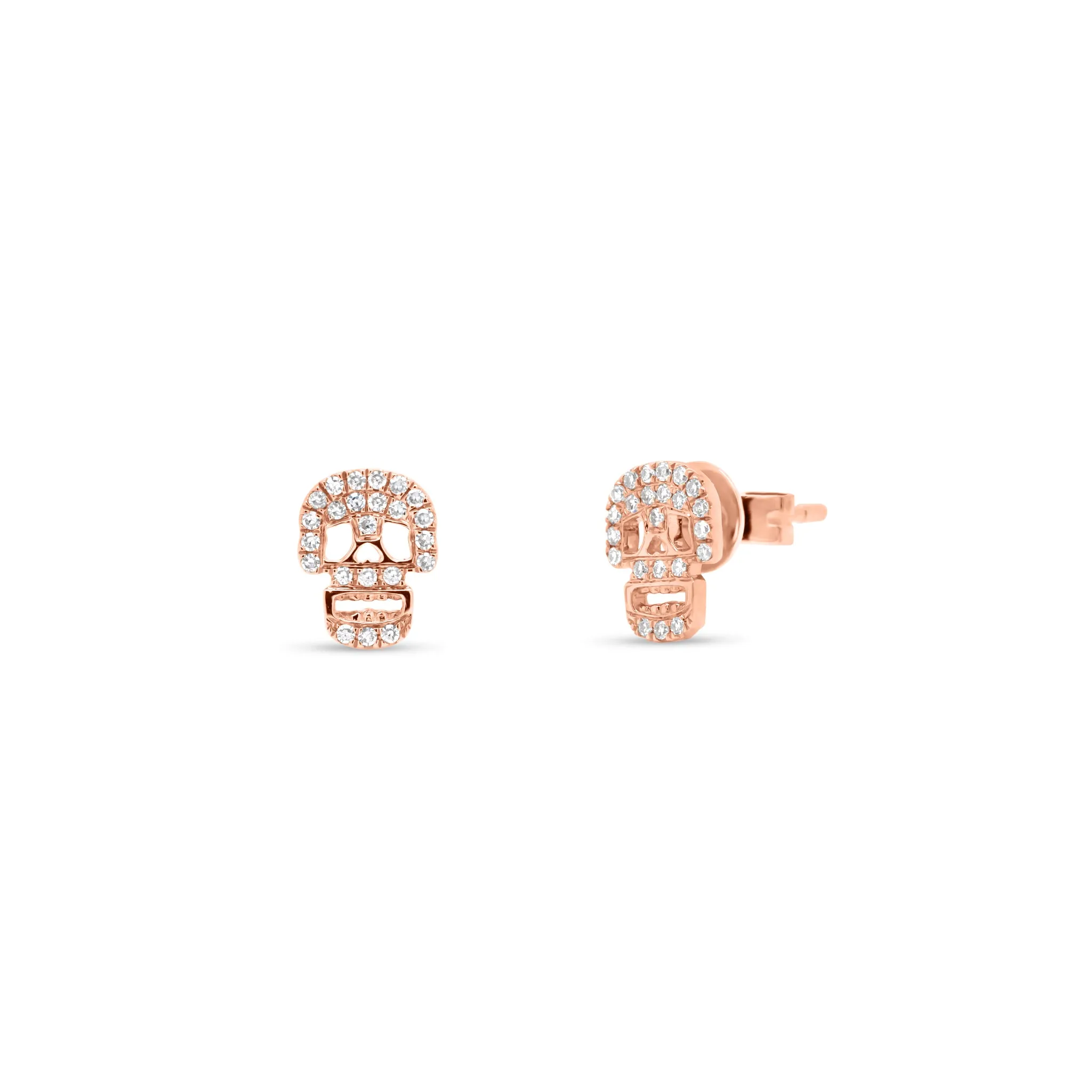 Diamond Skull Cutout Stud Earrings