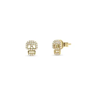 Diamond Skull Cutout Stud Earrings