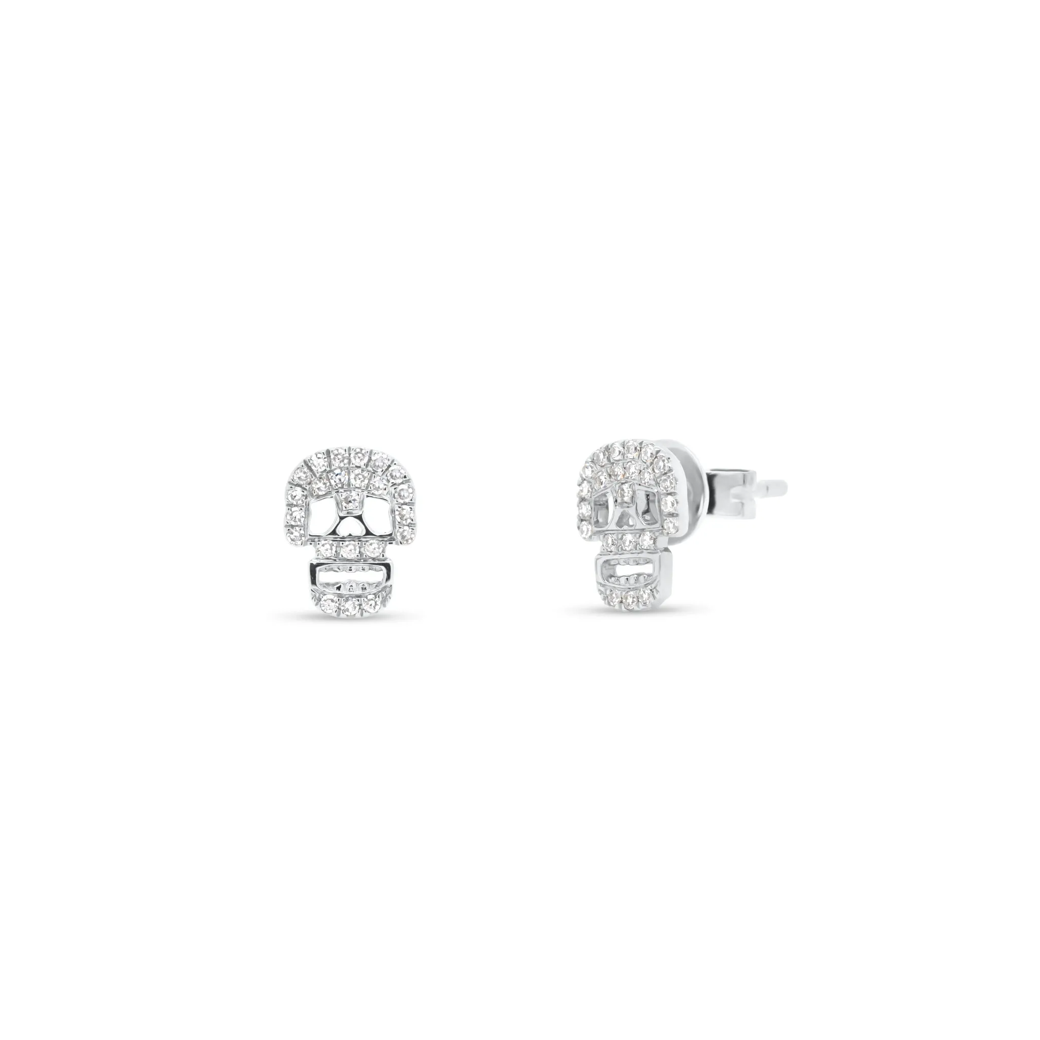 Diamond Skull Cutout Stud Earrings