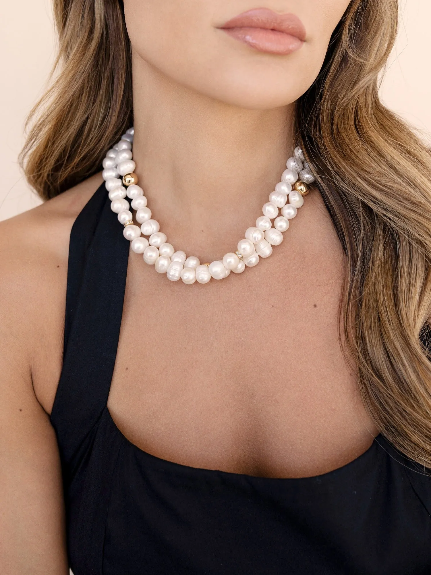 Double Strand Pearl Necklace