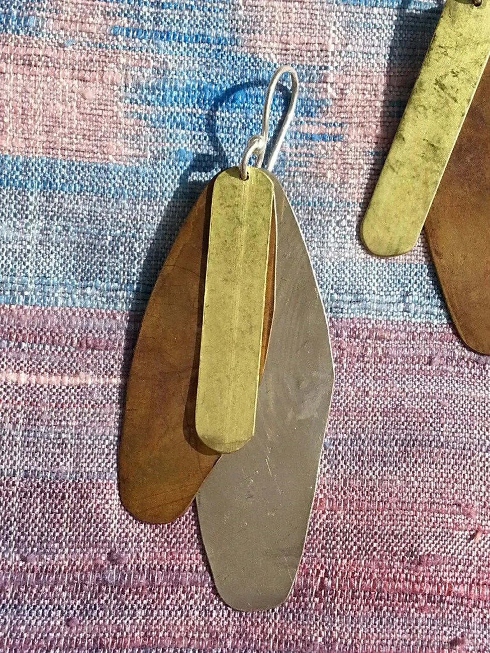 Earrings Dog Tag Alpaca Brass Copper