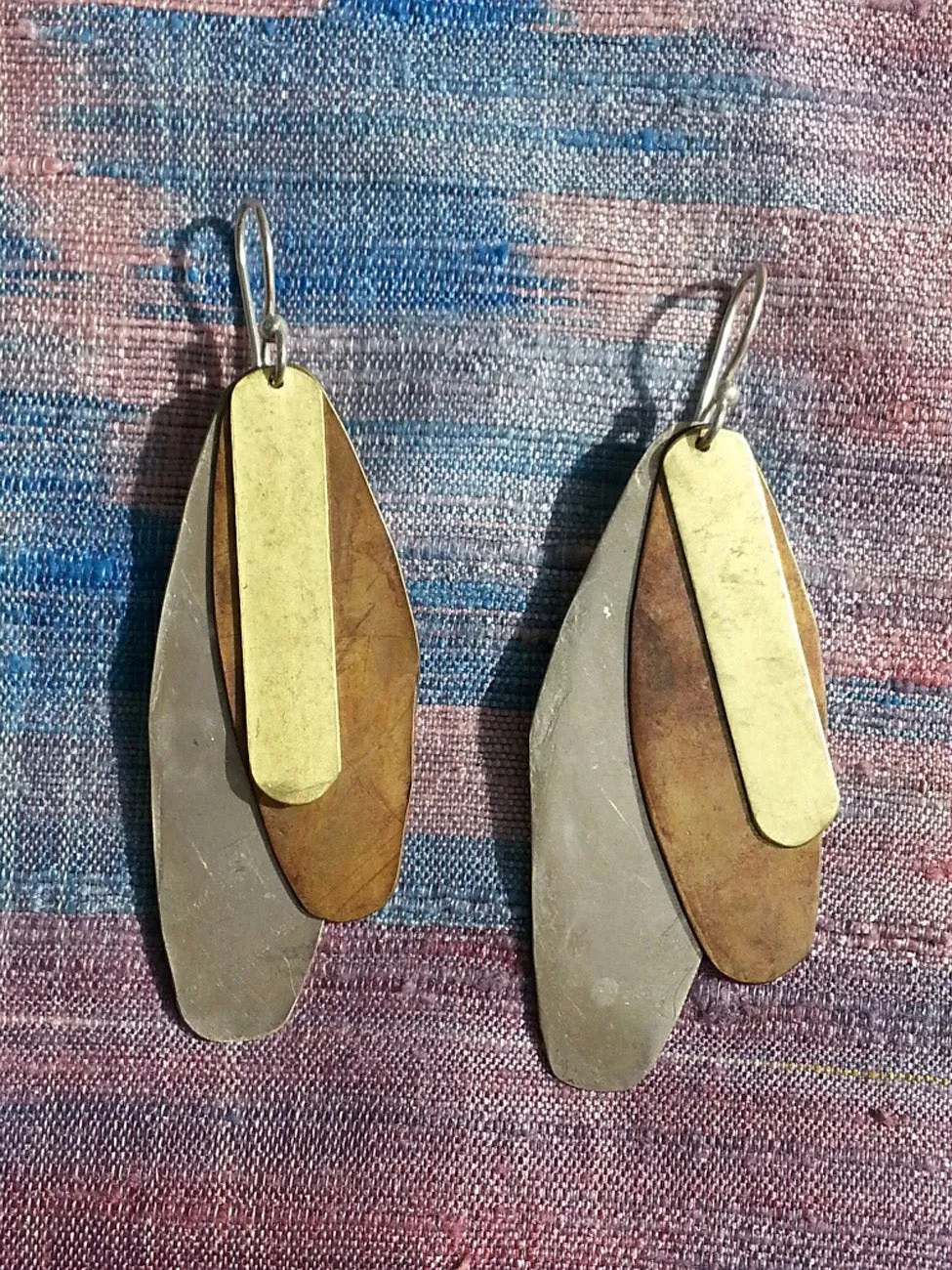 Earrings Dog Tag Alpaca Brass Copper