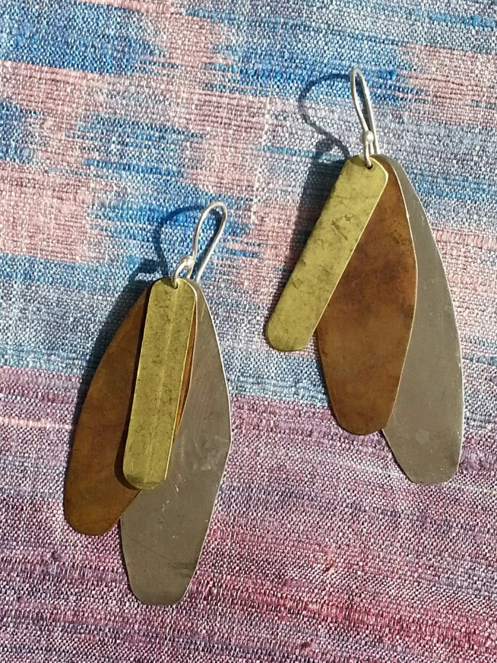 Earrings Dog Tag Alpaca Brass Copper