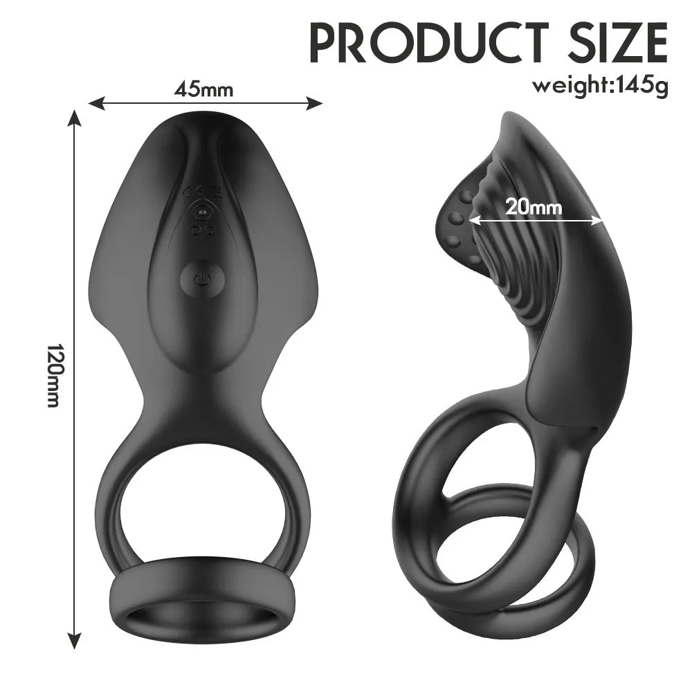 Eros Perineal Dual Stim | Stretchy Cock &  Scrotum Ring | 10 Vibration Modes | Remote Control