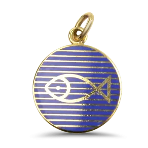 Estate 14k Yellow Gold Ichthys Enamel Charm