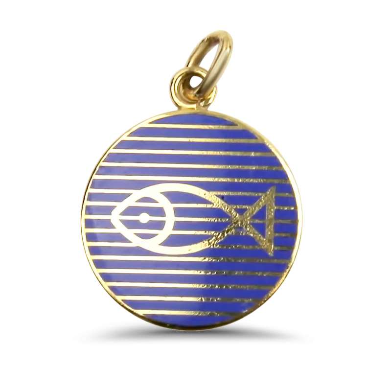 Estate 14k Yellow Gold Ichthys Enamel Charm