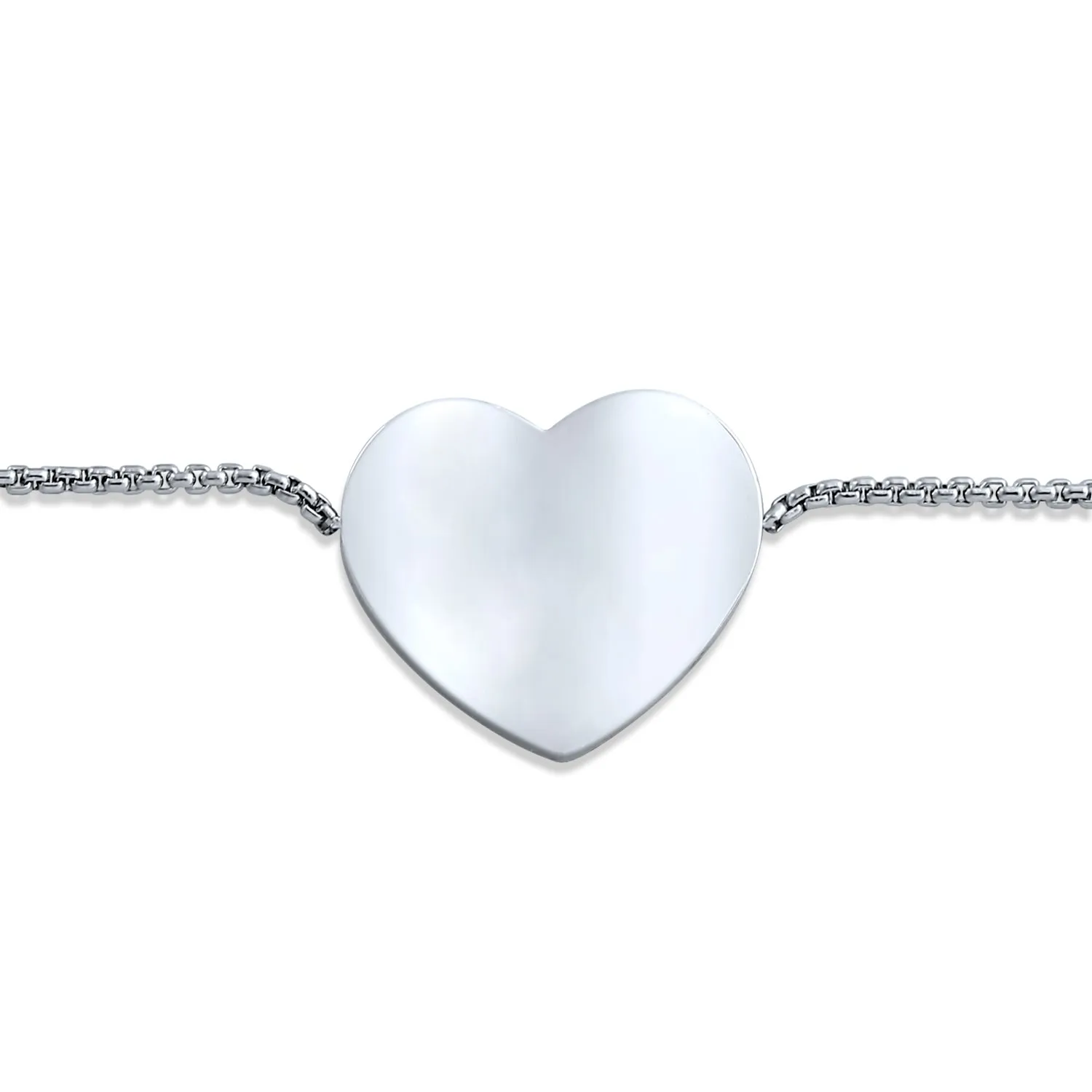 Feminine Heart Charm Medical ID Bracelet Silver Tone Stainless Steel Chain