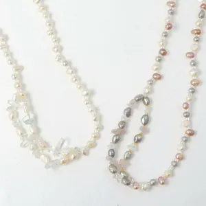 Freshwater Pearl and Natural Stone Necklace