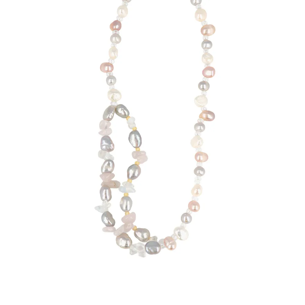 Freshwater Pearl and Natural Stone Necklace