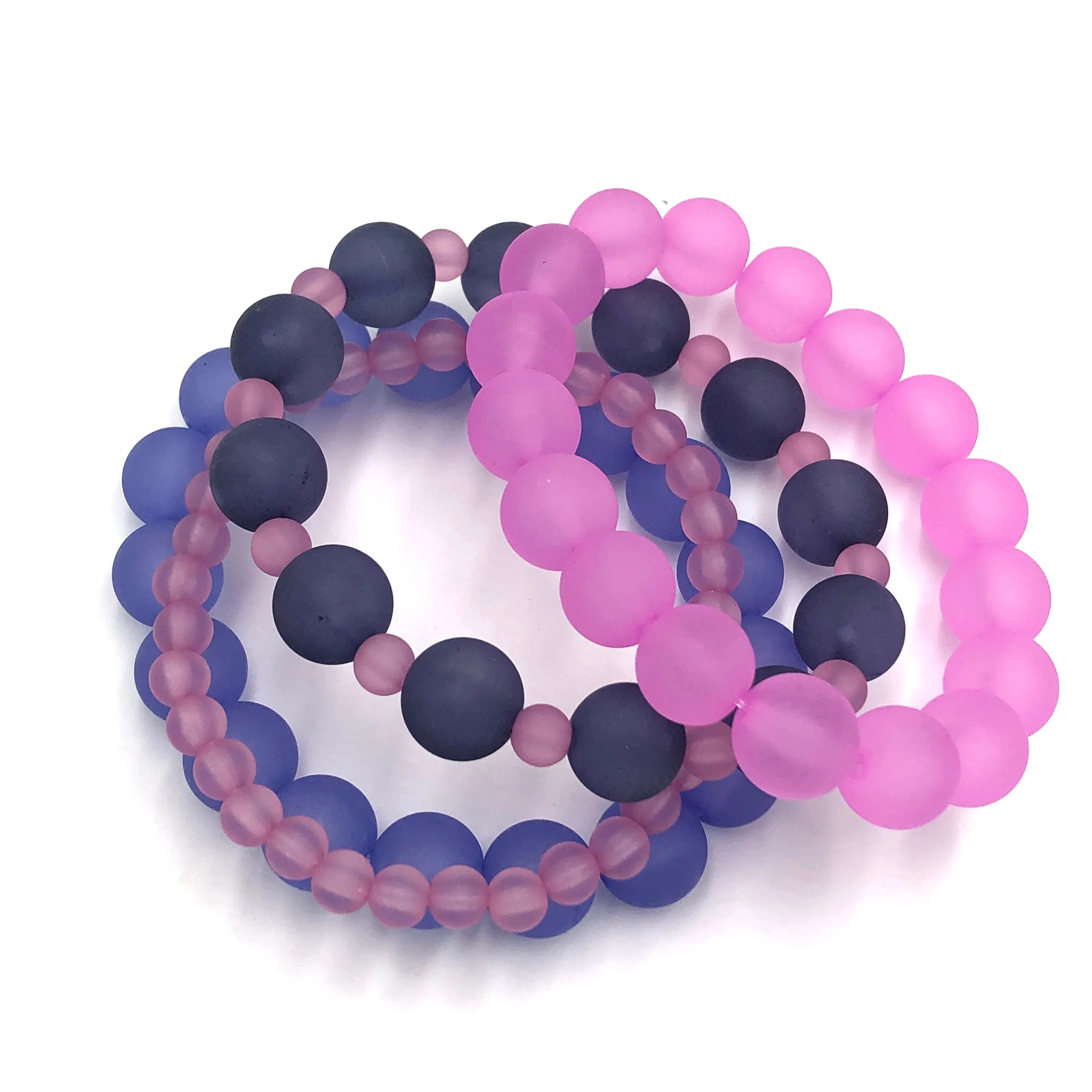 Frosted Pink & Peris Stack and Stretch Bracelets Set