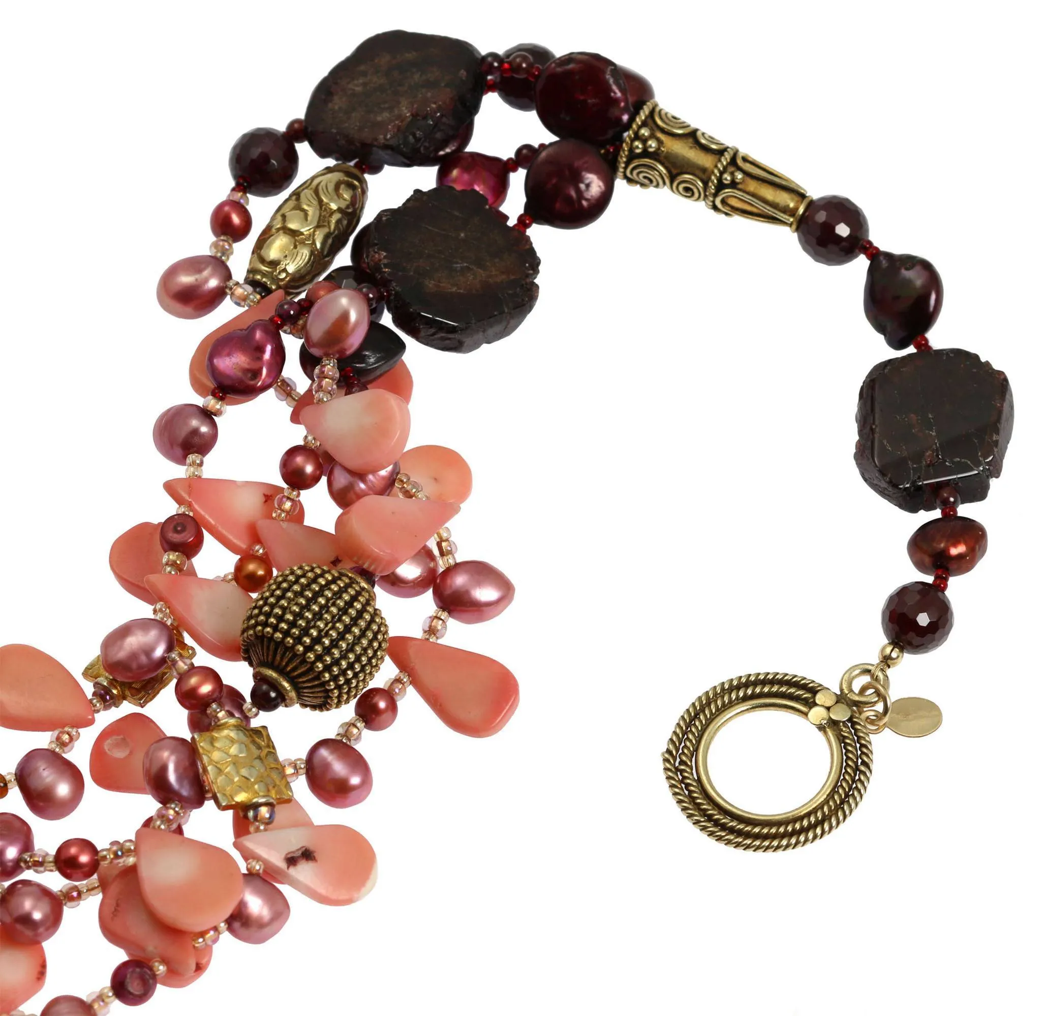 Garnet Amber Carnelian Beaded Gemstone Necklace