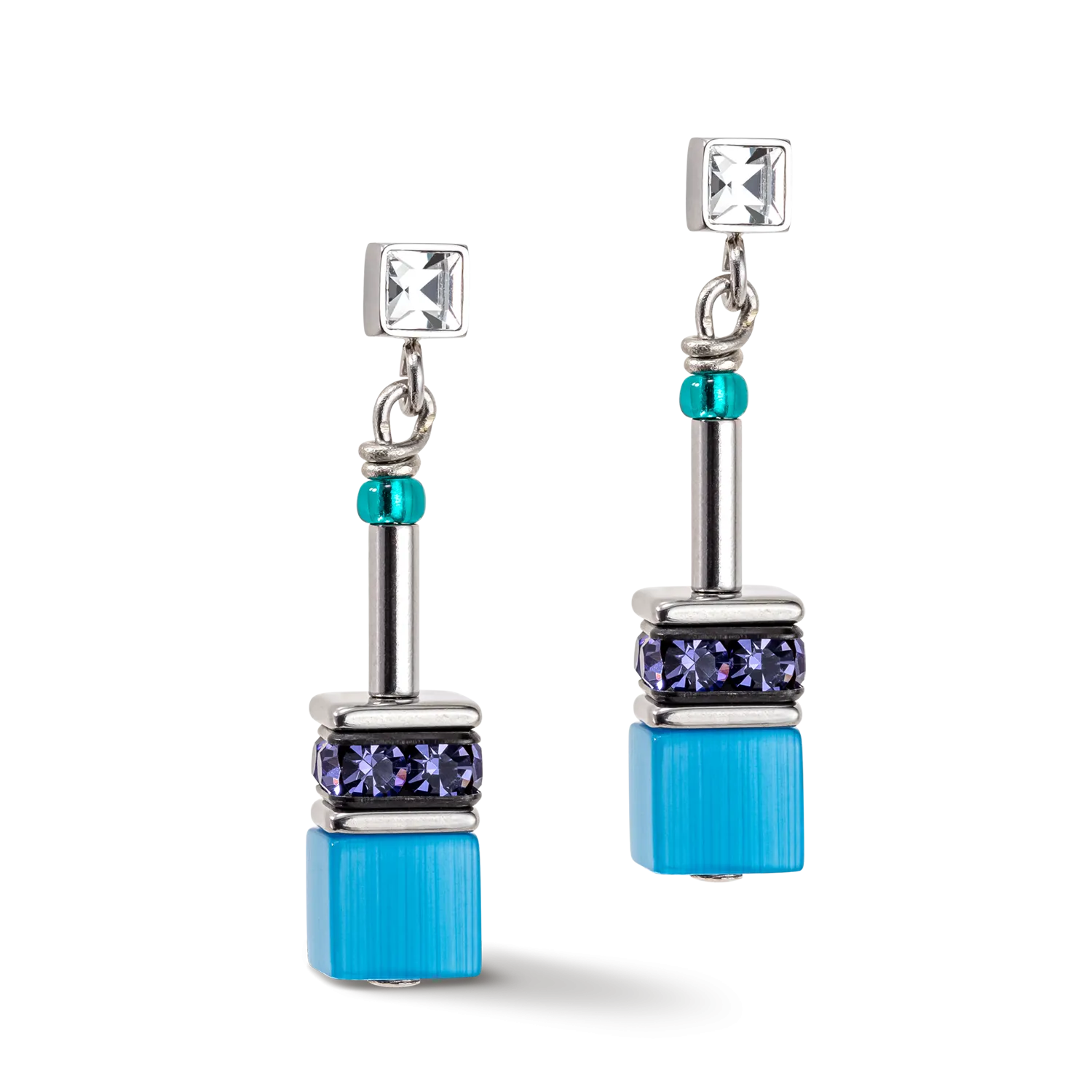 GeoCUBE® Iconic earrings turquoise-purple