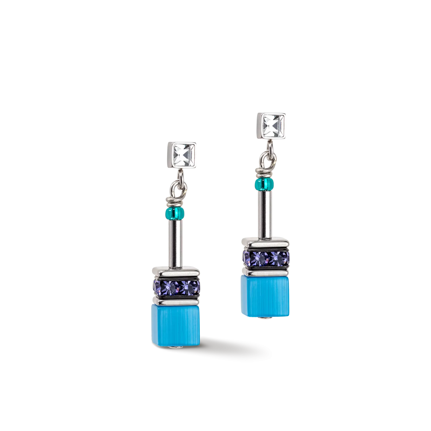 GeoCUBE® Iconic earrings turquoise-purple