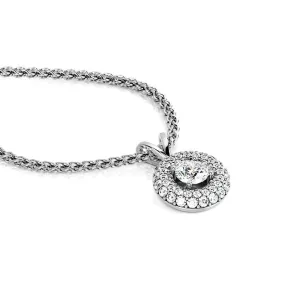 Glory Natural Diamond 2-Row Halo Pendant with a White Necklace