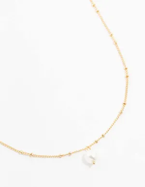 Gold Ball Chain Pearl Necklace