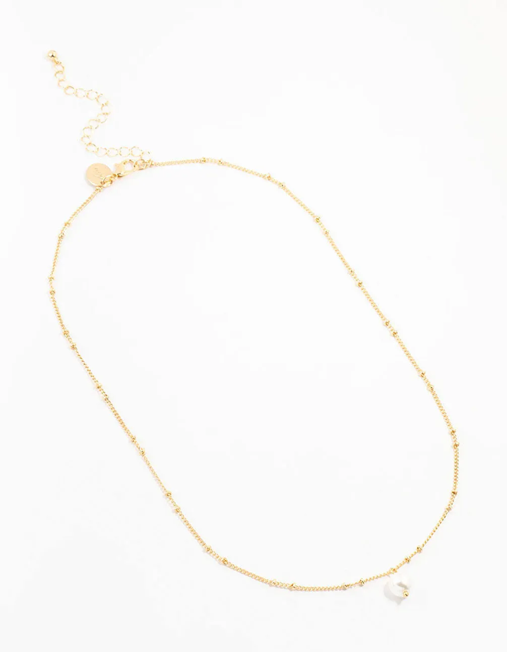 Gold Ball Chain Pearl Necklace