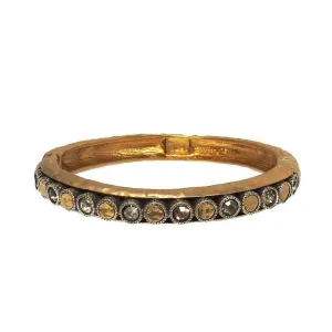 Gold Hinged Bangle Bracelet with Crystals