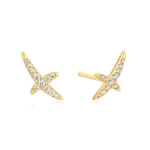 Gold Kiss Pave Stud Earrings