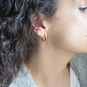 Gold Open Hoop Earrings with One Ball