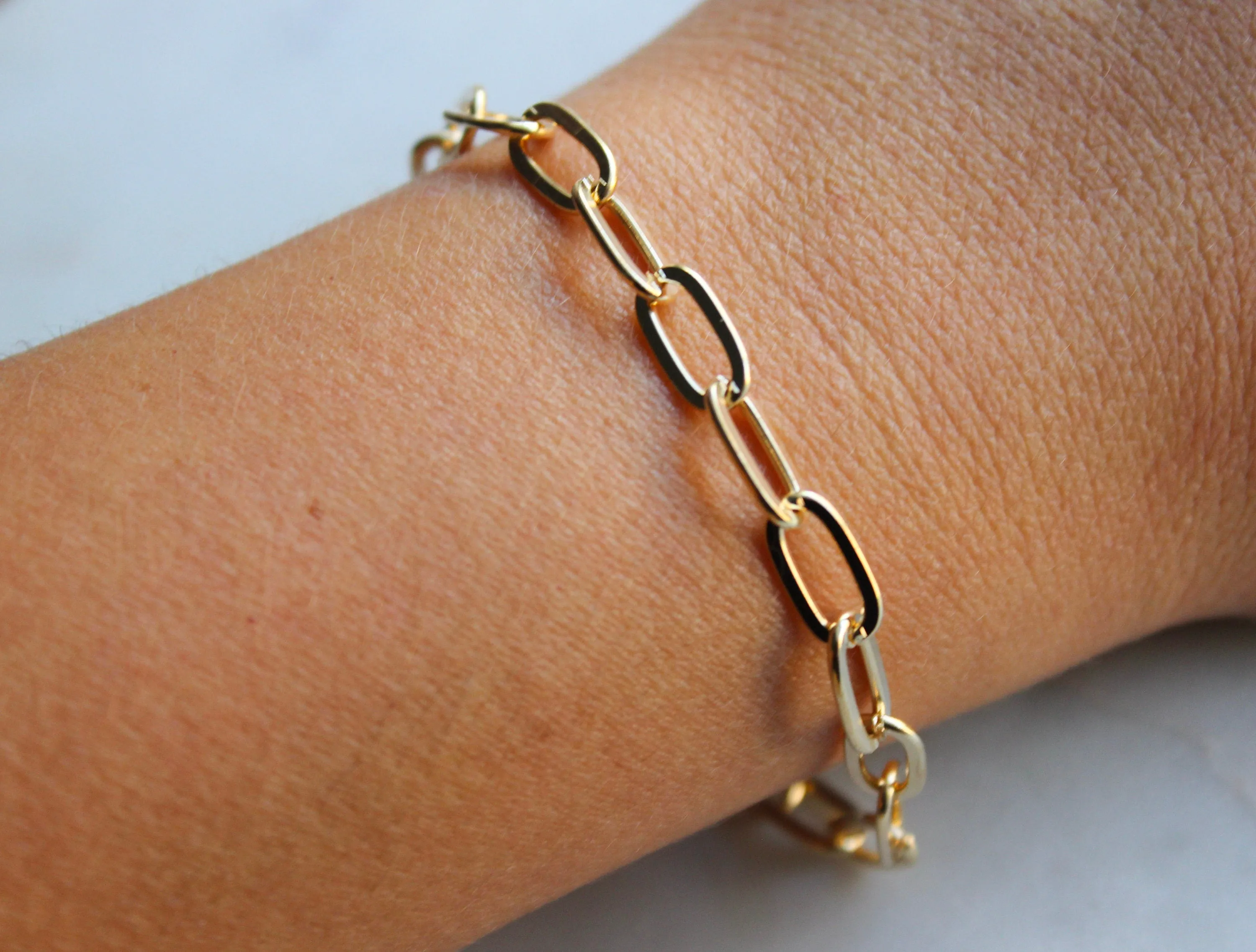 Gold Paperclip Bracelet Set, Paperclip Bracelets, Paperclip Jewelry, Gold Link Chain Bracelets, Big Link Bracelet, Stackable Link Jewelry