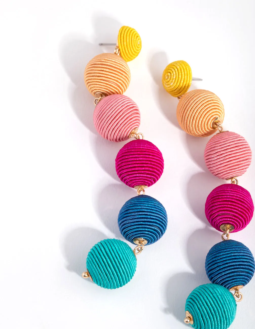 Gold Rainbow Ball Drop Earrings