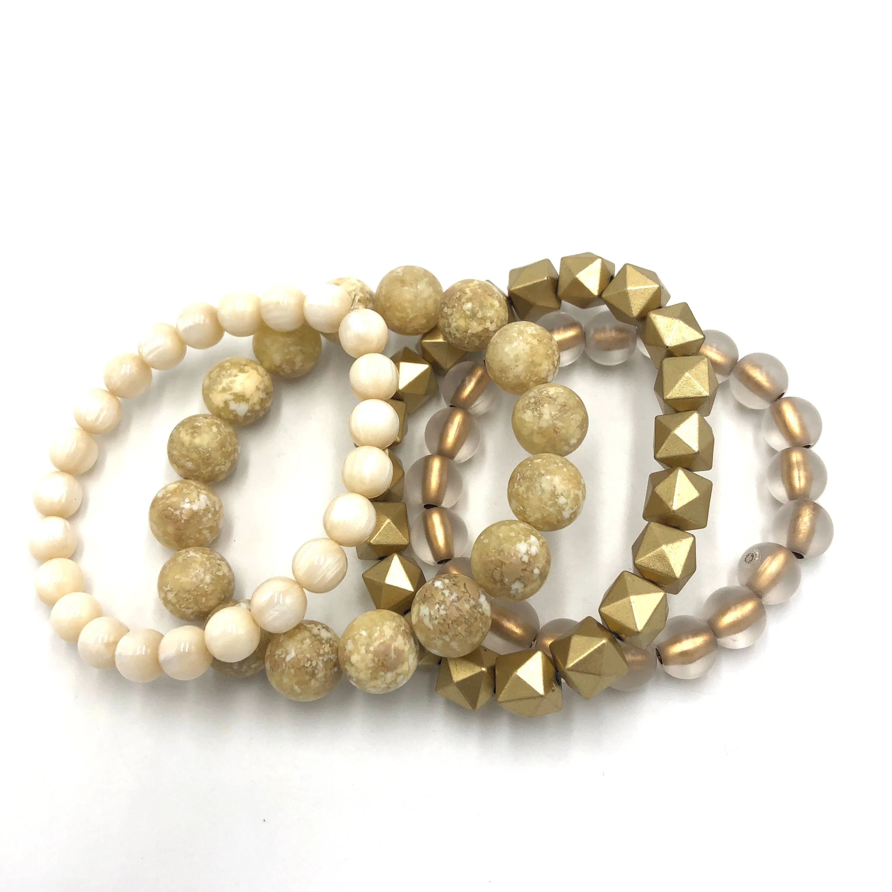 Golden Earth Stack and Stretch Bracelets Set