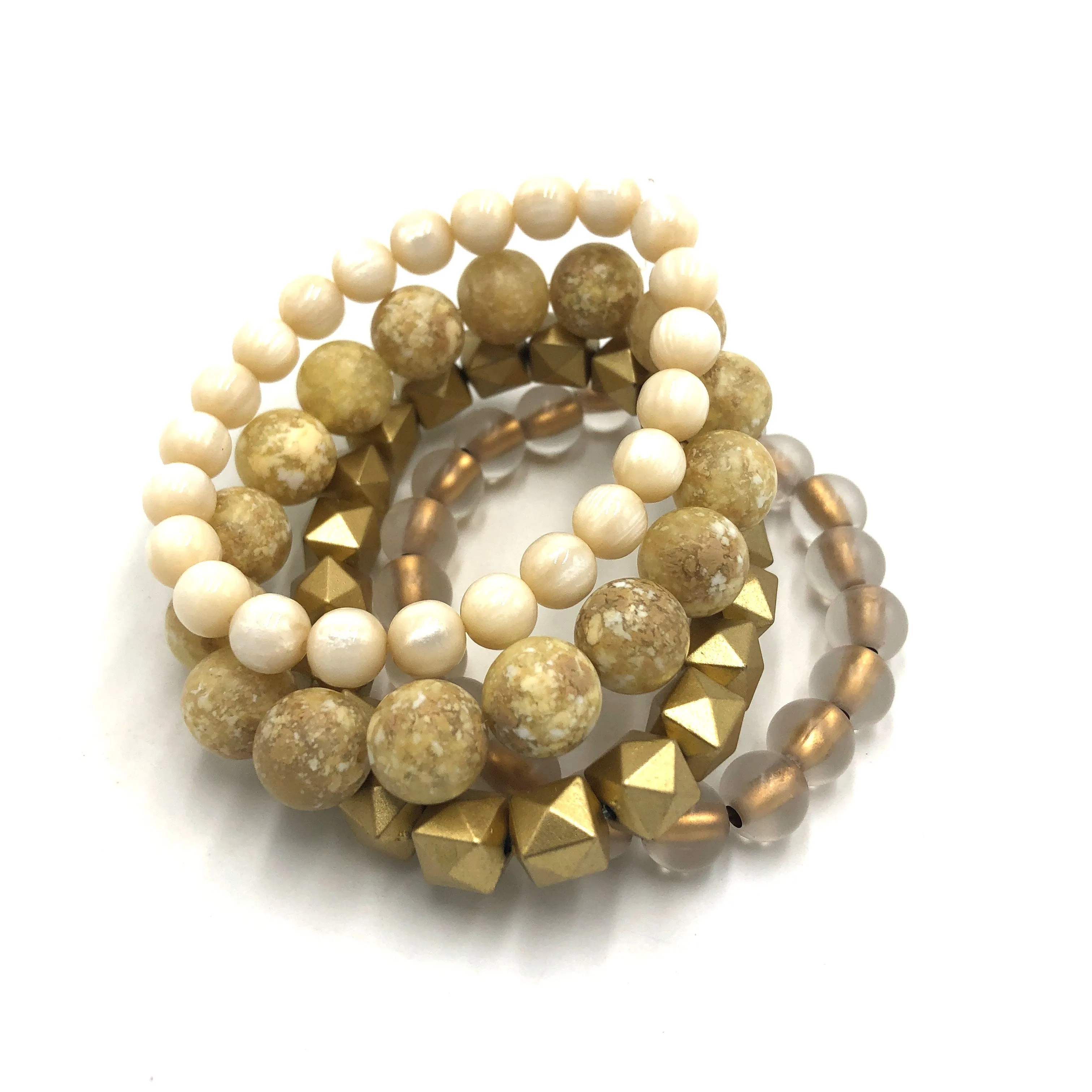 Golden Earth Stack and Stretch Bracelets Set