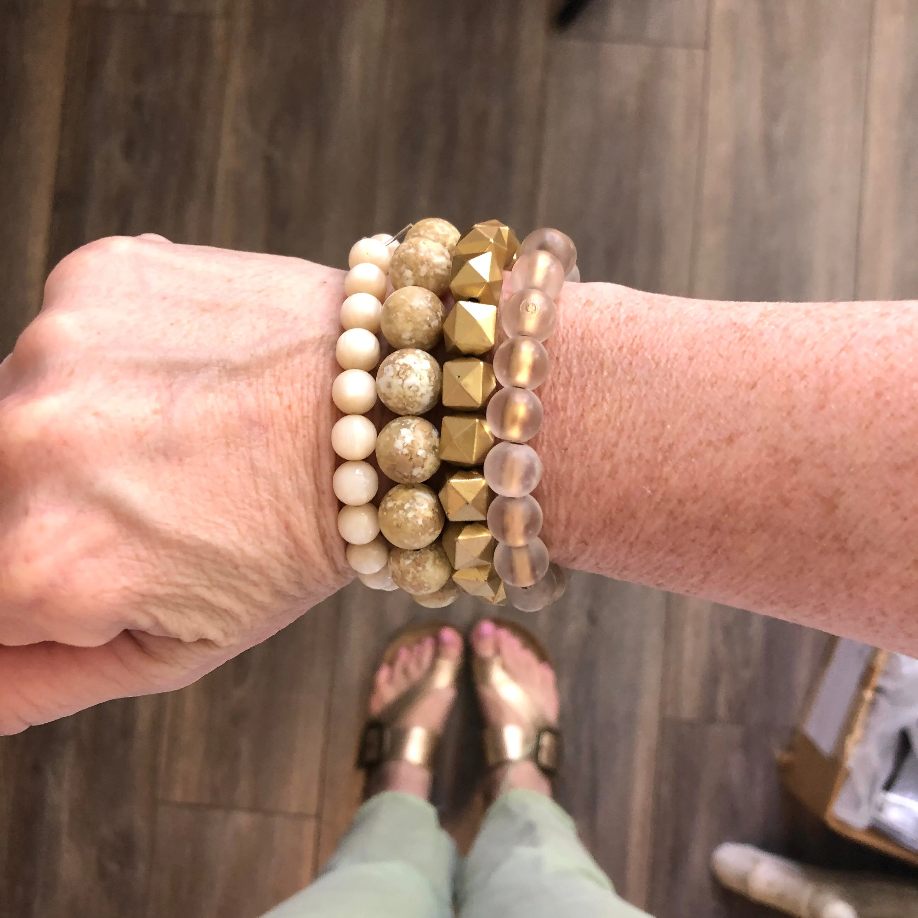 Golden Earth Stack and Stretch Bracelets Set