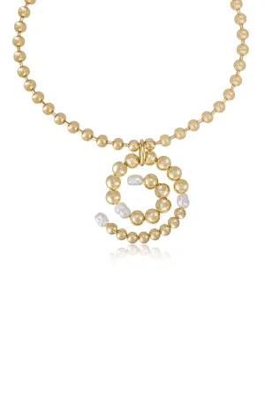 Golden Pearl Swirl Necklace