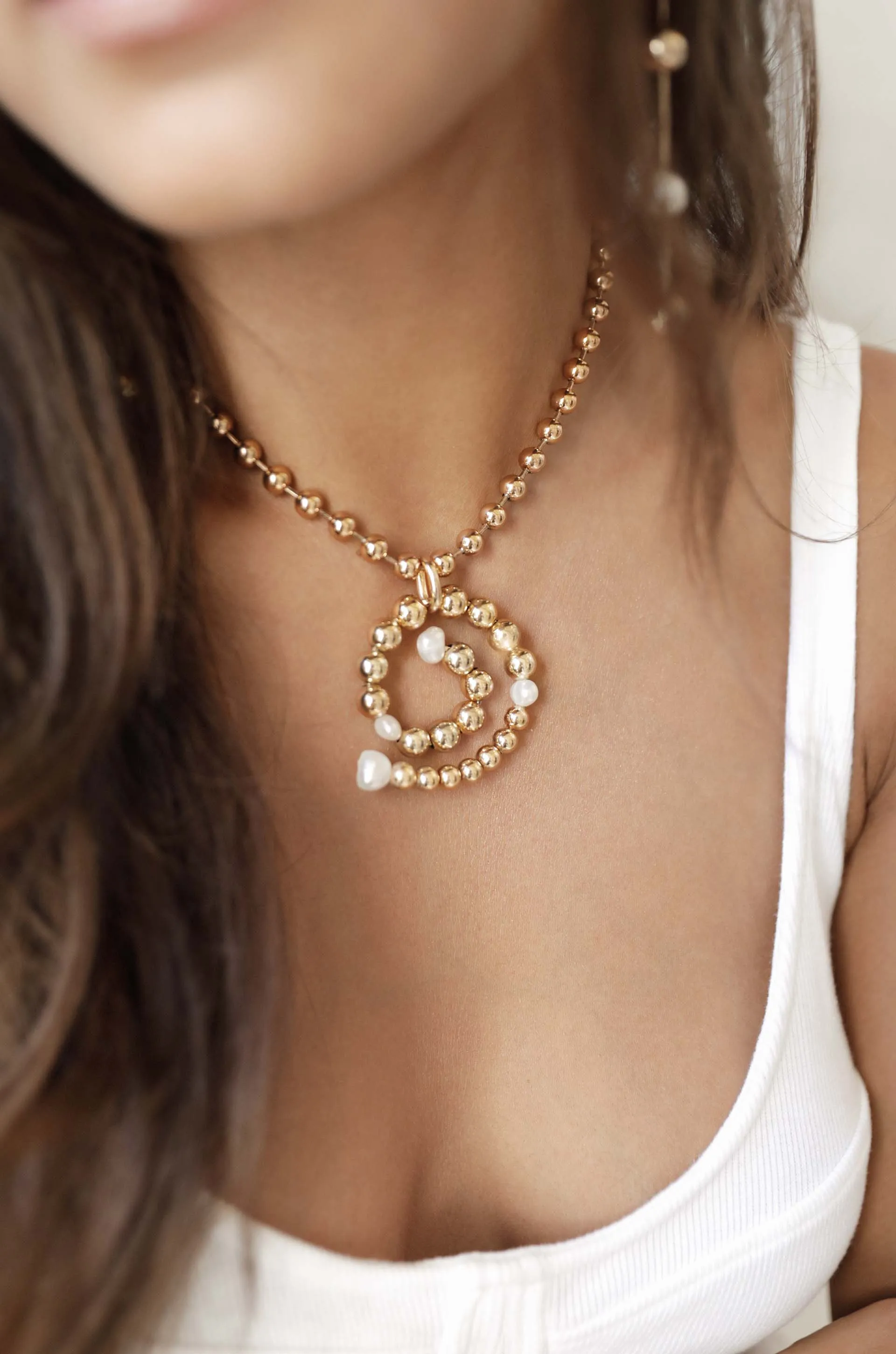 Golden Pearl Swirl Necklace