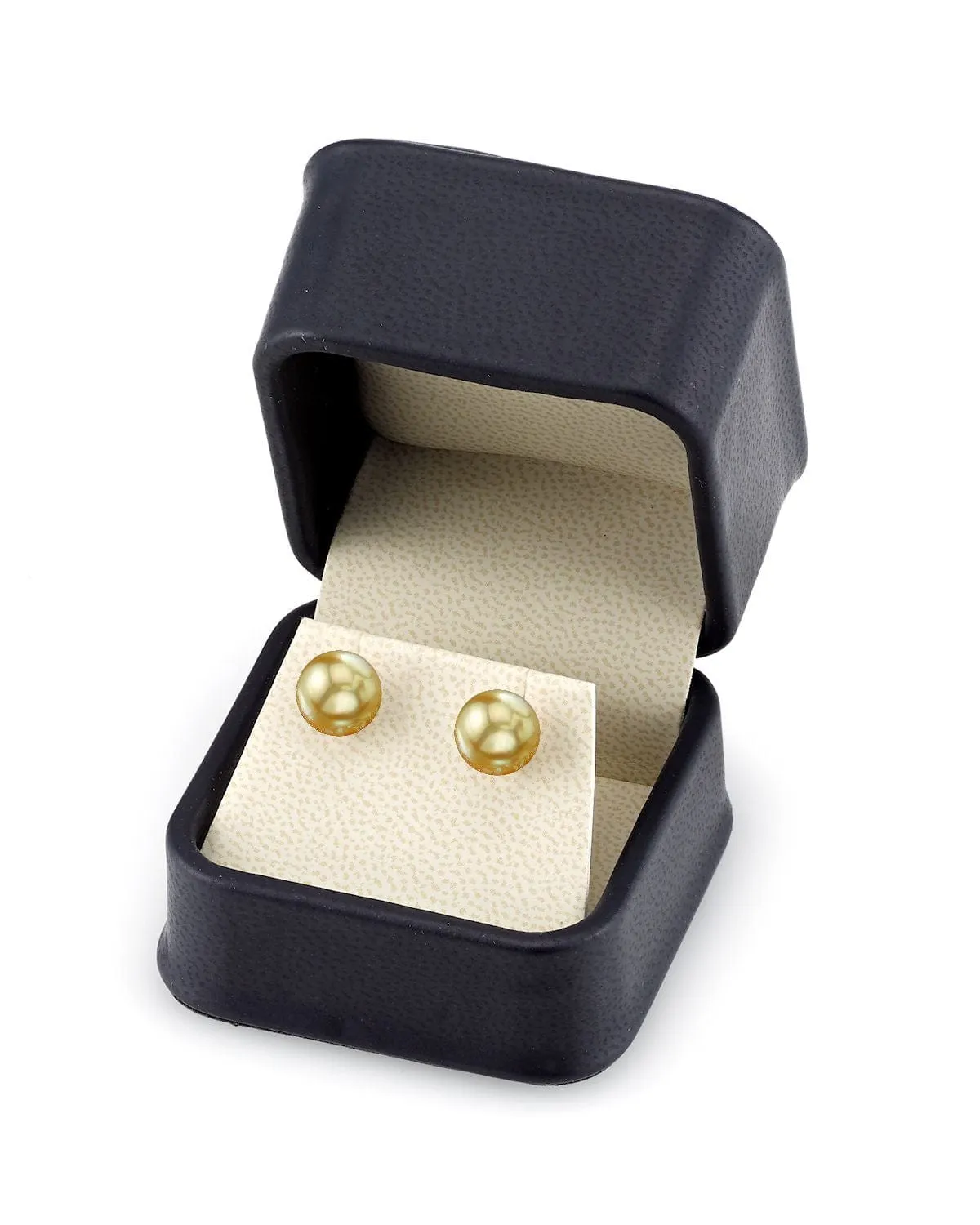 Golden South Sea Round Pearl Stud Earrings, 8.0-9.0mm