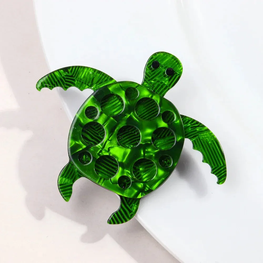 Green Sea Turtle Acrylic Brooch