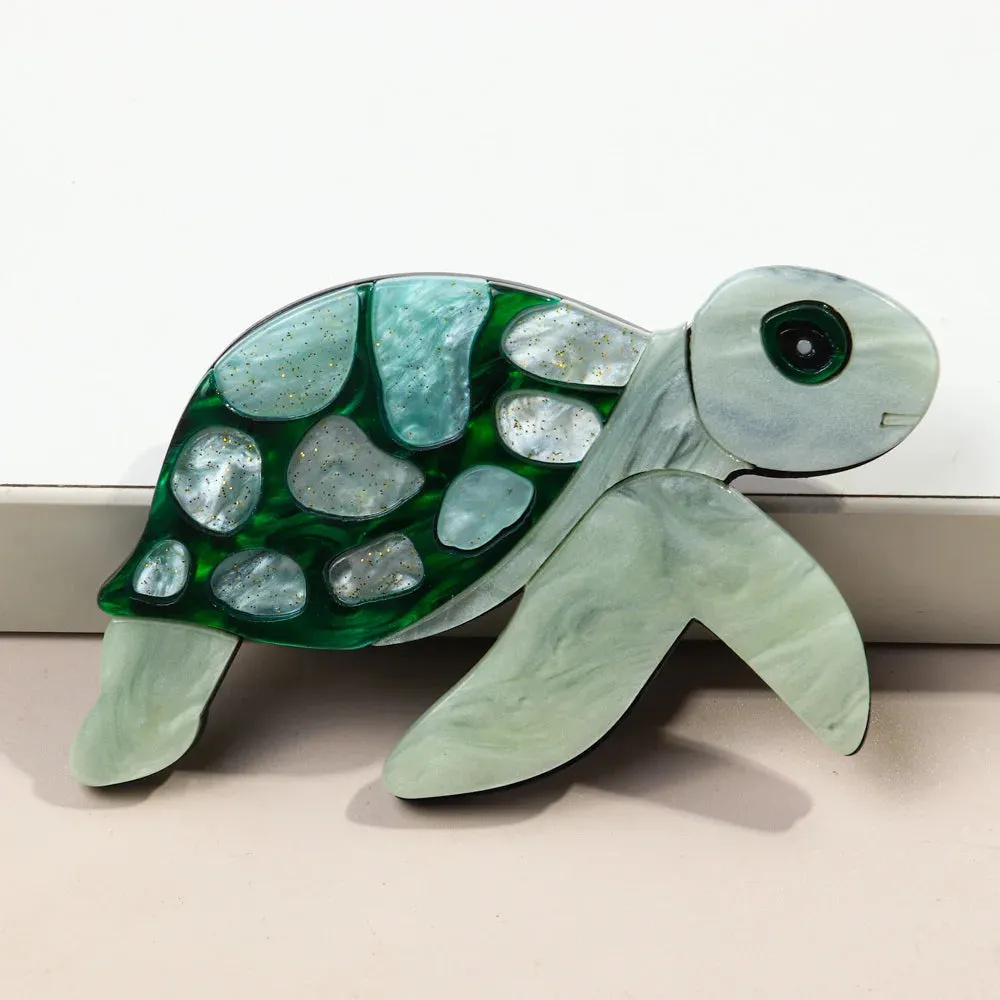 Green Sea Turtle Acrylic Brooch