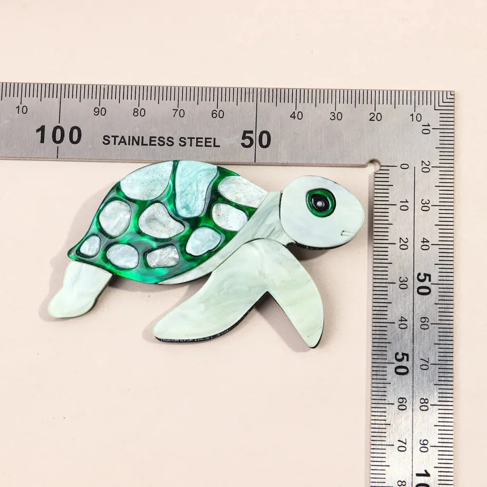 Green Sea Turtle Acrylic Brooch