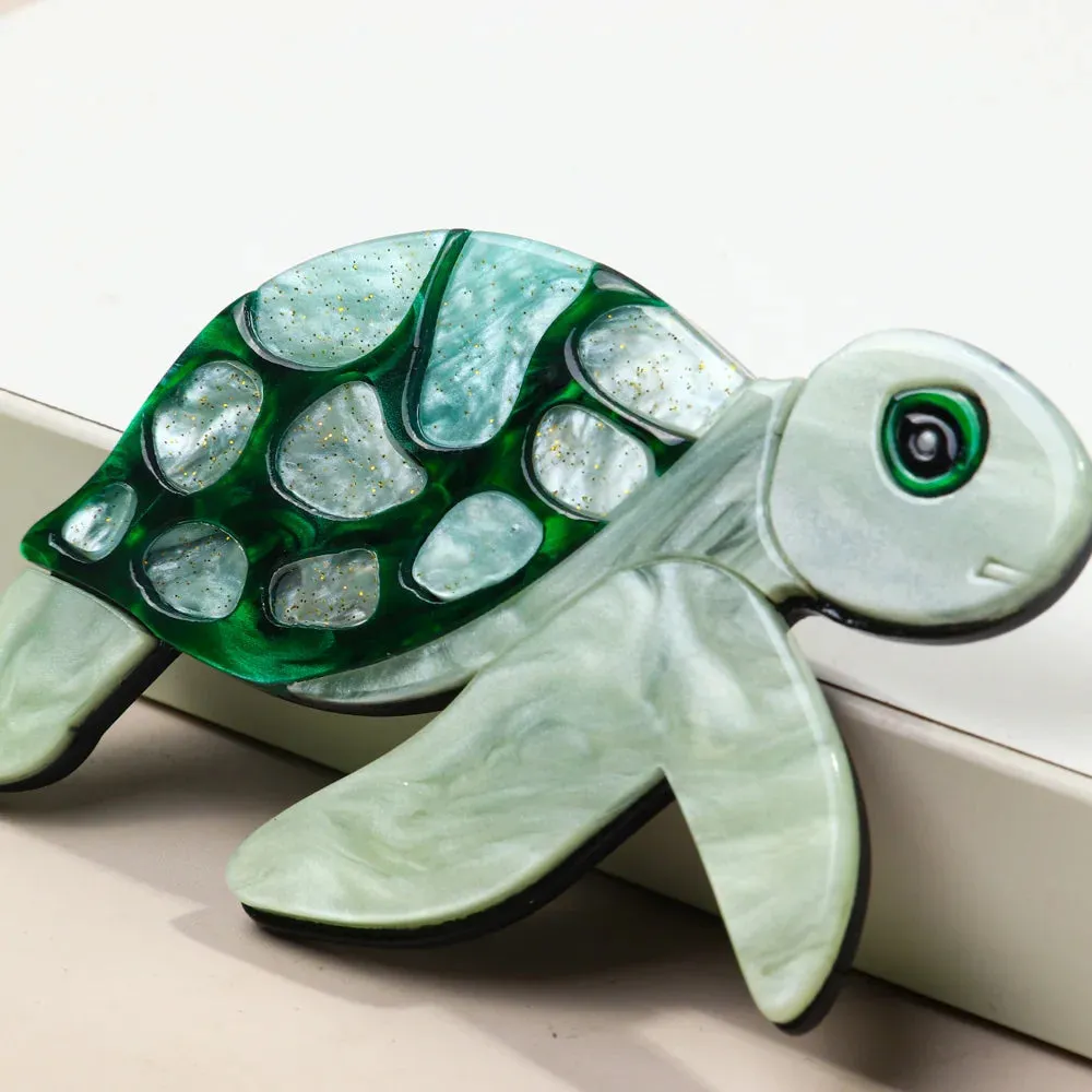 Green Sea Turtle Acrylic Brooch