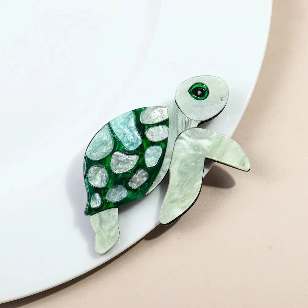 Green Sea Turtle Acrylic Brooch