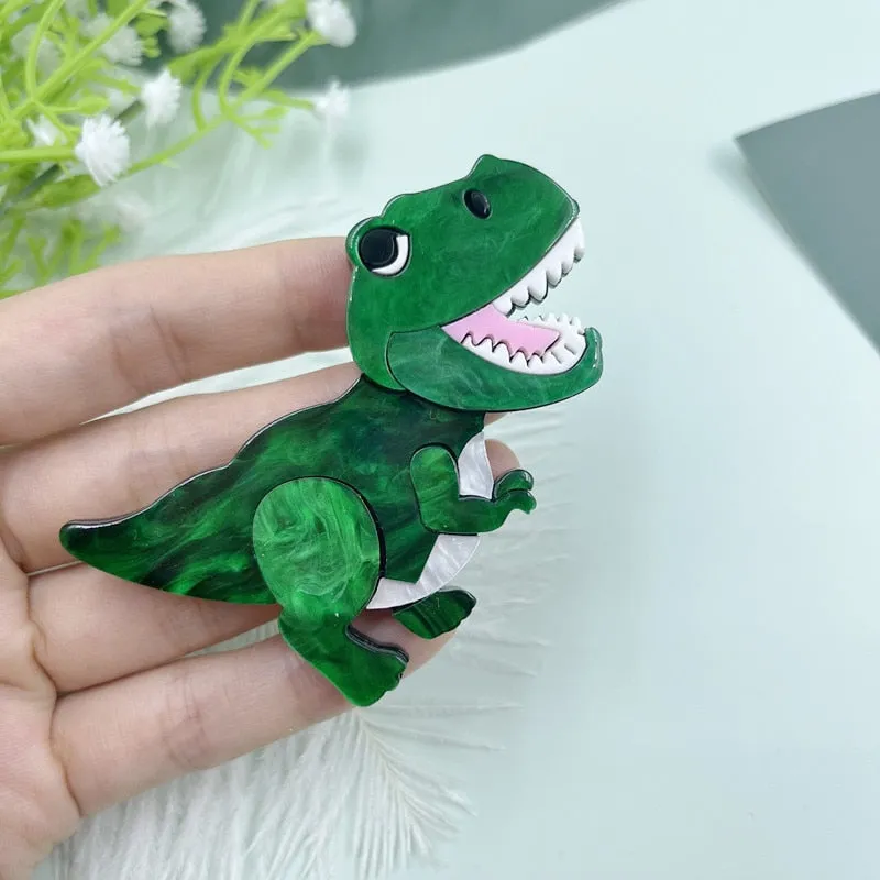 Green T-Rex Acrylic Brooch