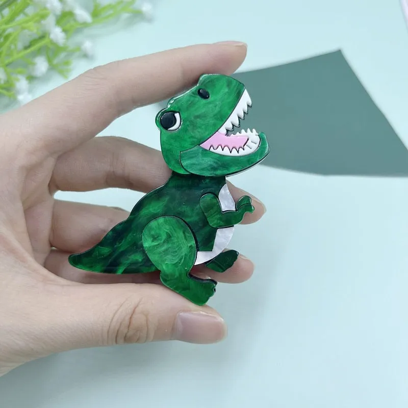 Green T-Rex Acrylic Brooch