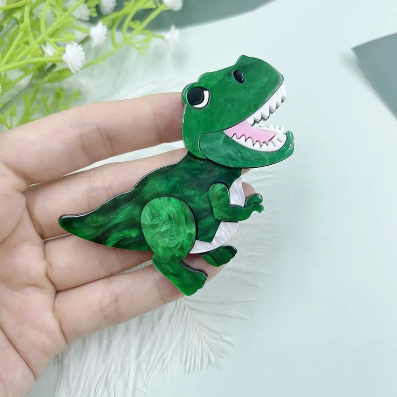 Green T-Rex Acrylic Brooch