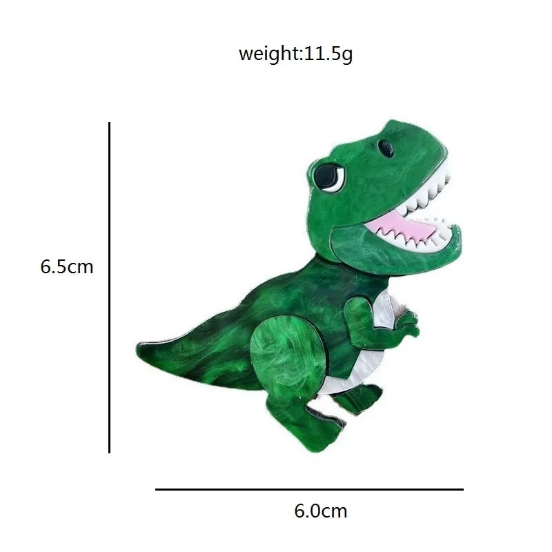 Green T-Rex Acrylic Brooch