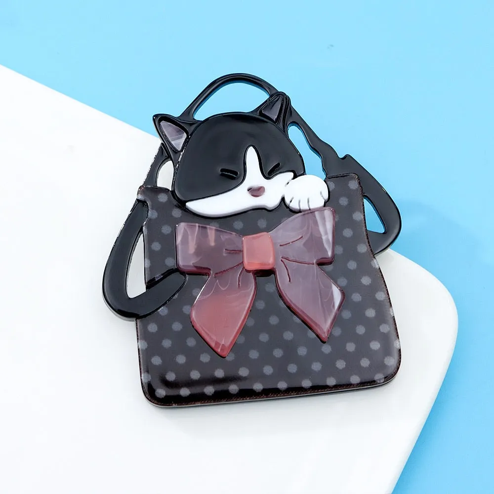 Handbag Kitty Cat Acrylic Brooch